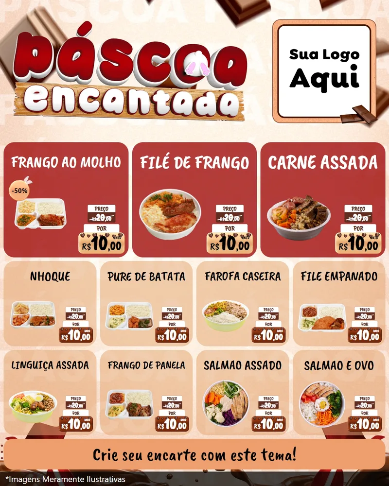 Modelo de Rede Social para Feed Instagram com o tema Páscoa Encantada para Restaurante