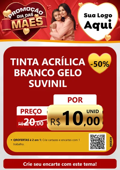 Modelo de Cartaz para Cartaz A4 Vertical com o tema Promoção Dia das Mães para Tintas e Ferramentas