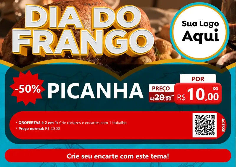 Modelo de Cartaz para Cartaz A4 Horizontal com o tema Dia Do Frango para Açougue