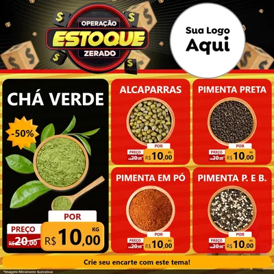 Modelo de Rede Social para Feed Facebook com o tema Operação Estoque Zerado para Produtos Naturais