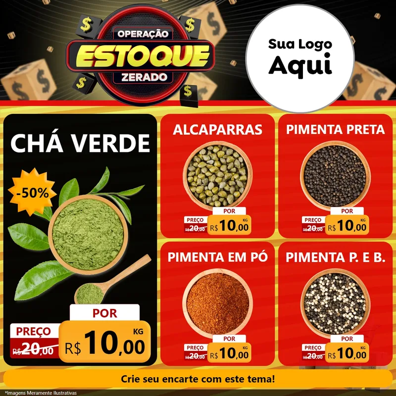 Modelo de Rede Social para Feed Facebook com o tema Operação Estoque Zerado para Produtos Naturais