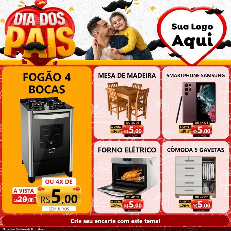 Modelo de Rede Social para Feed Facebook com o tema Dia dos Pais para Móveis e Eletro