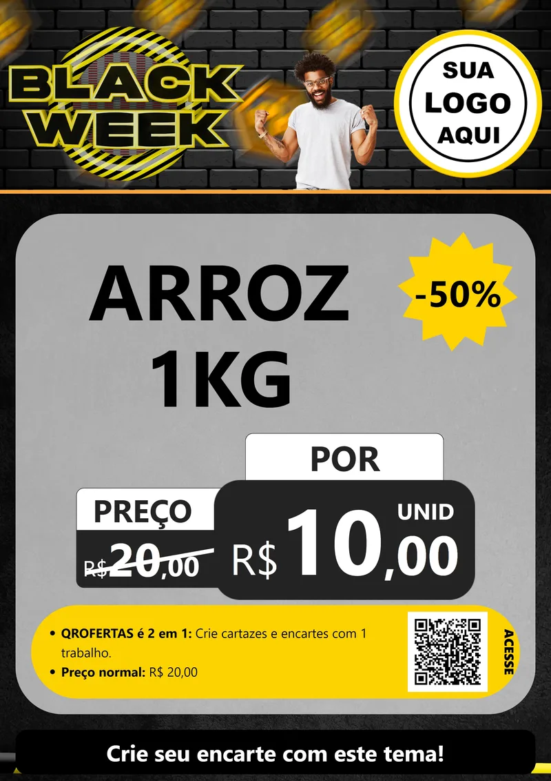 Modelo de Cartaz para Cartaz A4 Vertical com o tema Black Week para Supermercado