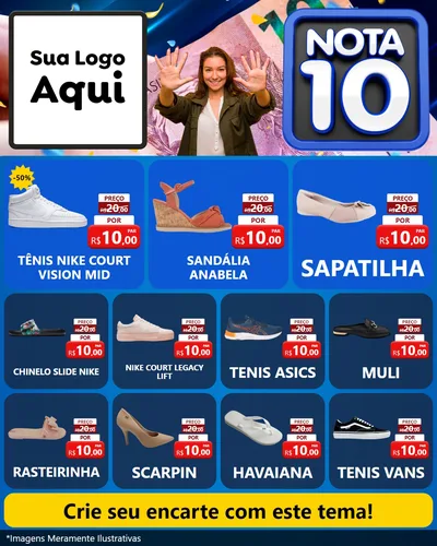 Modelo de Rede Social para Feed Instagram com o tema Nota 10 para Calçados
