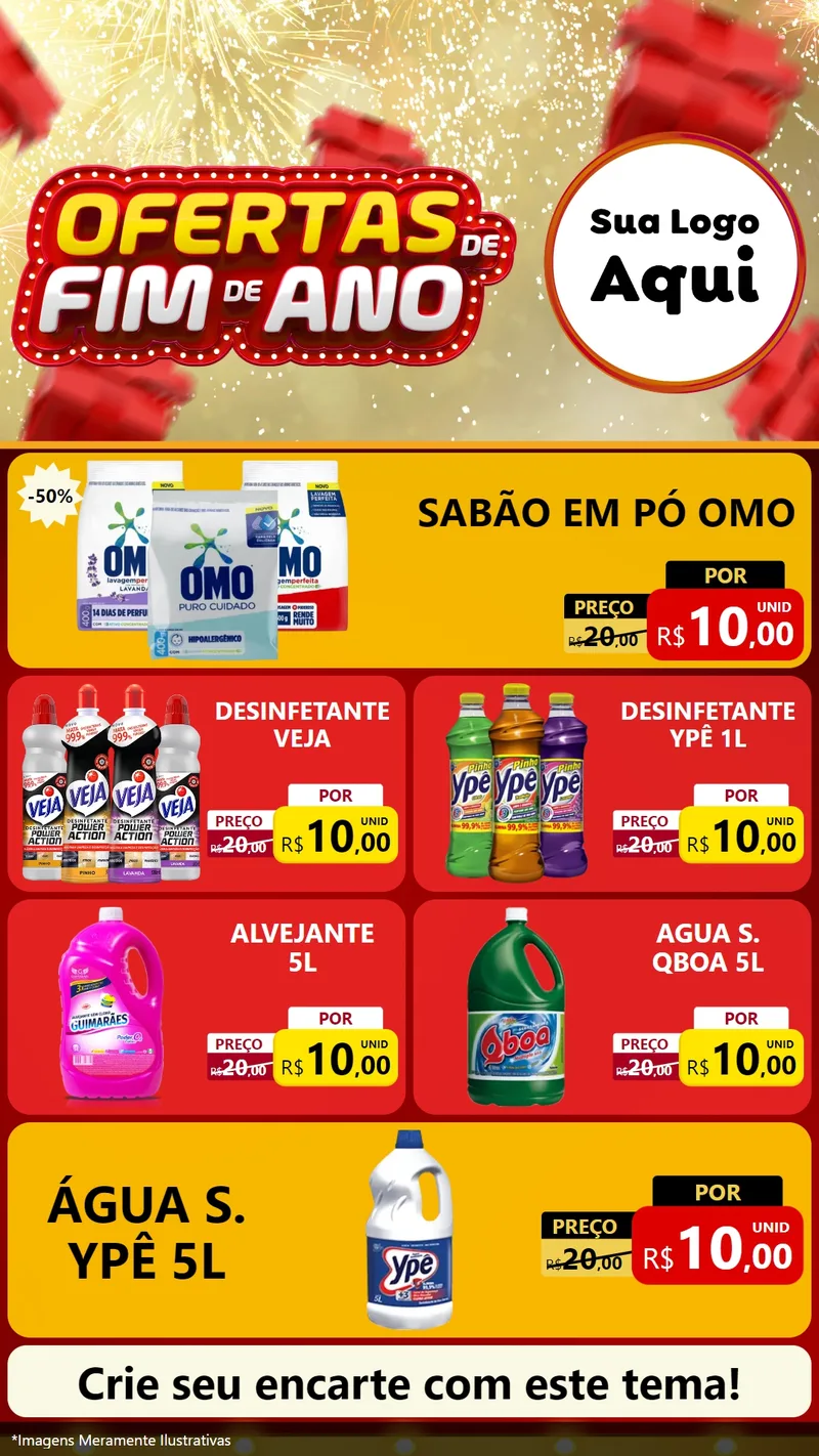 Modelo de TV para TV Vertical com o tema Ofertas de Fim de Ano para Produtos de Limpeza