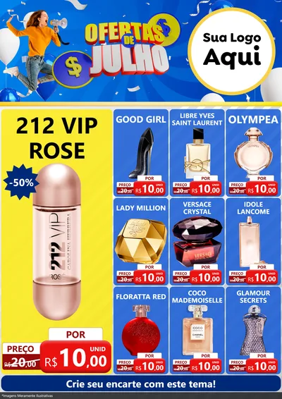Modelo de Encarte para Encarte A4 Vertical com o tema Ofertas de Julho para Perfumes