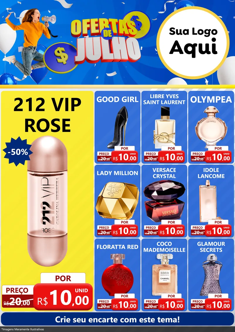 Modelo de Encarte para Encarte A4 Vertical com o tema Ofertas de Julho para Perfumes