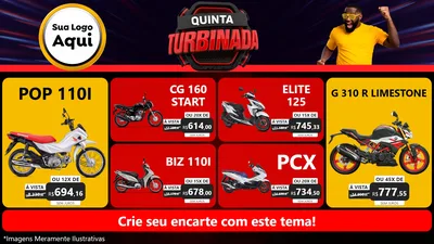 Modelo de TV para TV Horizontal com o tema Quinta Turbinada para Concessionaria de Motos