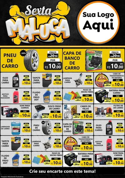 Modelo de Encarte para Encarte A4 Vertical com o tema Sexta Maluca para Auto peças