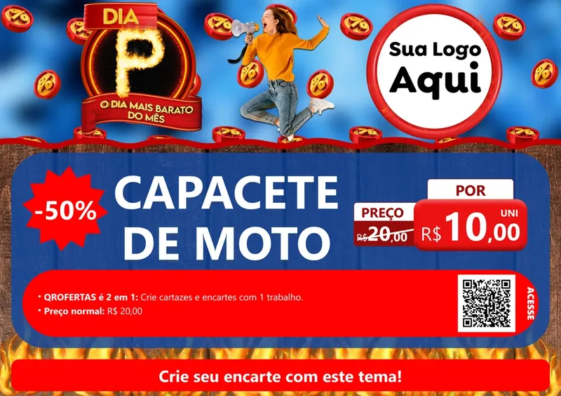 Modelo de Cartaz para Cartaz A4 Horizontal com o tema Dia P - O Dia Mais Barato Do Mês para Moto peças