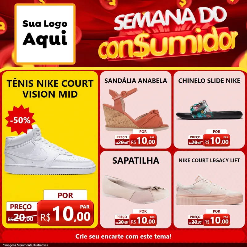 Modelo de Rede Social para Feed Facebook com o tema Semana do Consumidor para Calçados