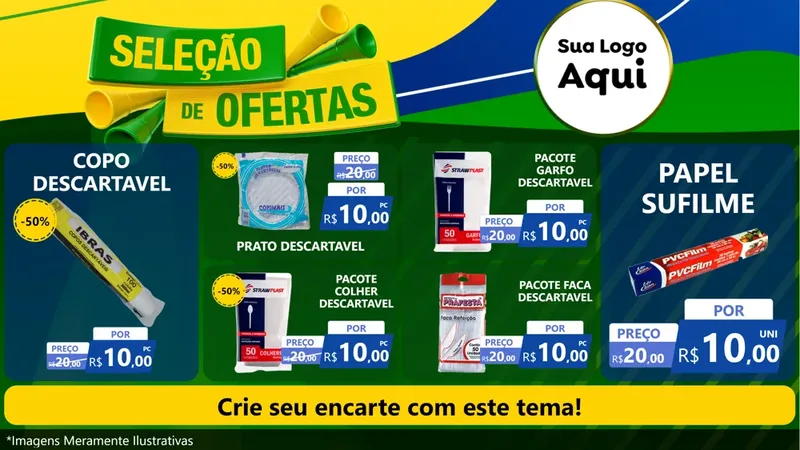 Modelo de TV para TV Horizontal com o tema Seleção de Ofertas - Copa para Embalagens