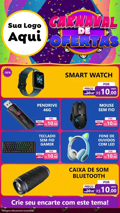 Modelo de TV para TV Vertical com o tema Carnaval de Ofertas para Informática