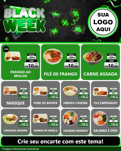 Modelo de Rede Social para Feed Instagram com o tema Black Week para Restaurante