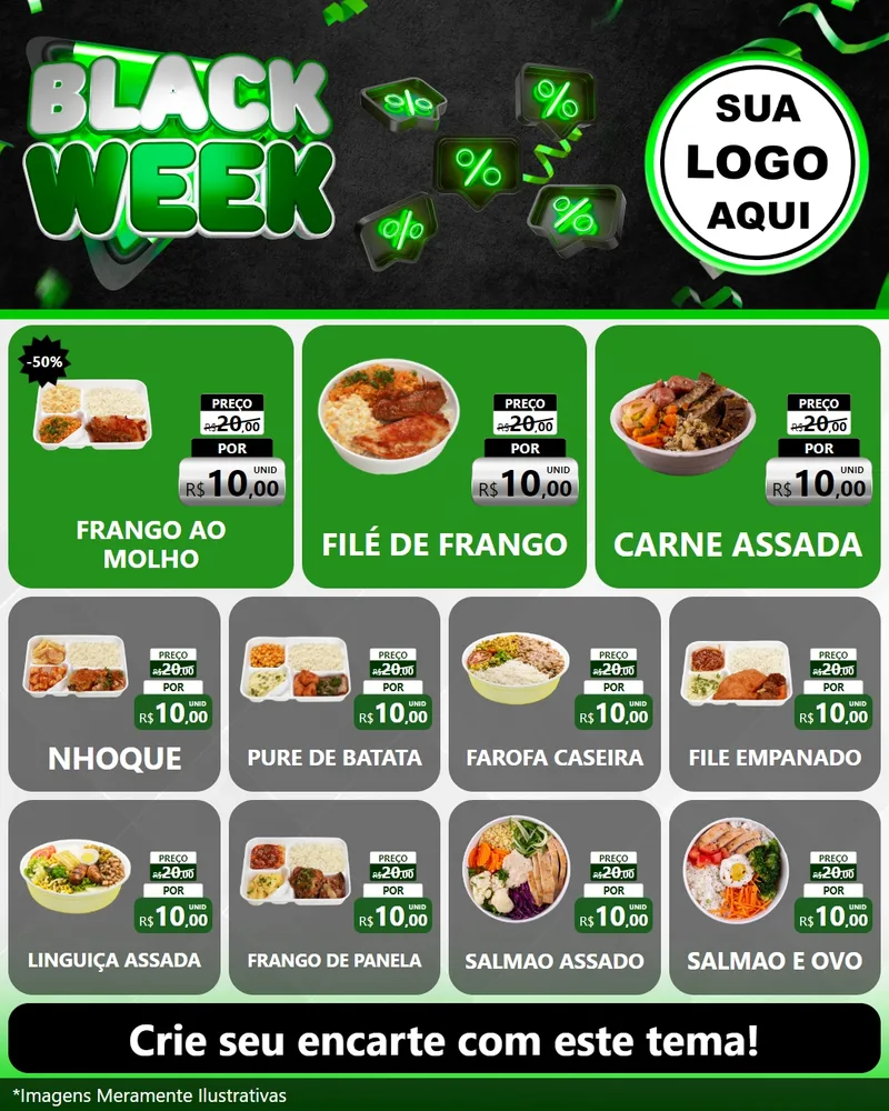 Modelo de Rede Social para Feed Instagram com o tema Black Week para Restaurante
