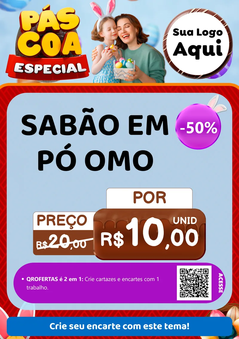 Modelo de Cartaz para Cartaz A4 Vertical com o tema Páscoa Especial para Produtos de Limpeza