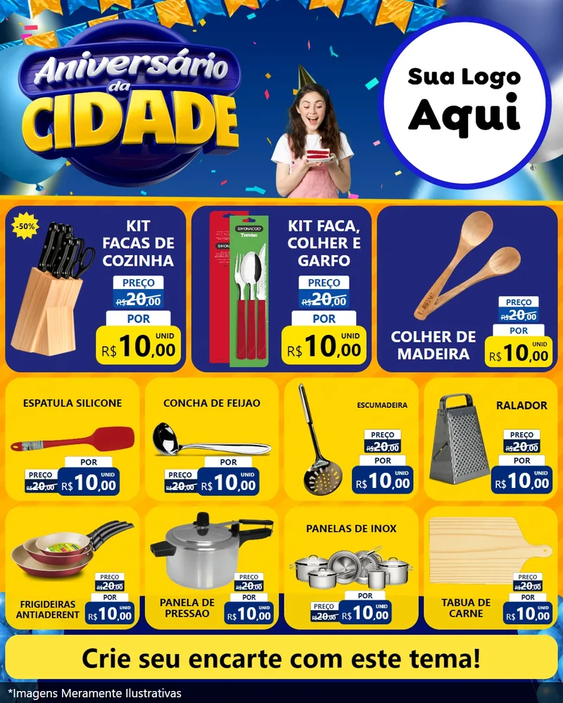 Modelo de Rede Social para Feed Instagram com o tema Aniversário da Cidade para Utilidades Domésticas