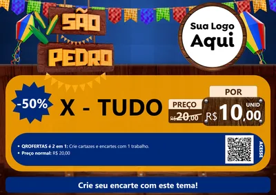 Modelo de Cartaz para Cartaz A4 Horizontal com o tema São Pedro para Hamburgueria
