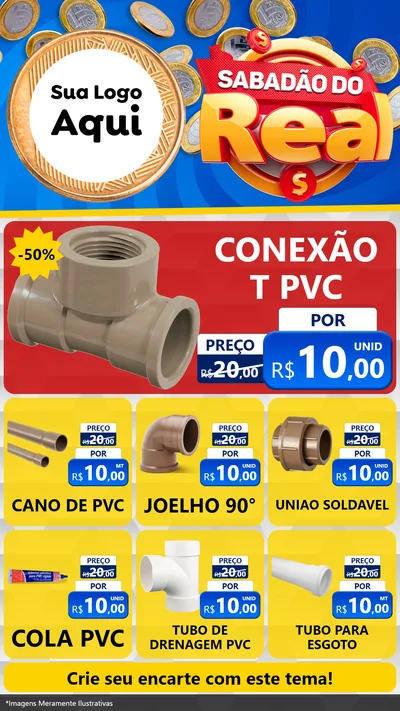 Modelo de Rede Social para Stories com o tema Sabadão do Real para Tubos e conexões