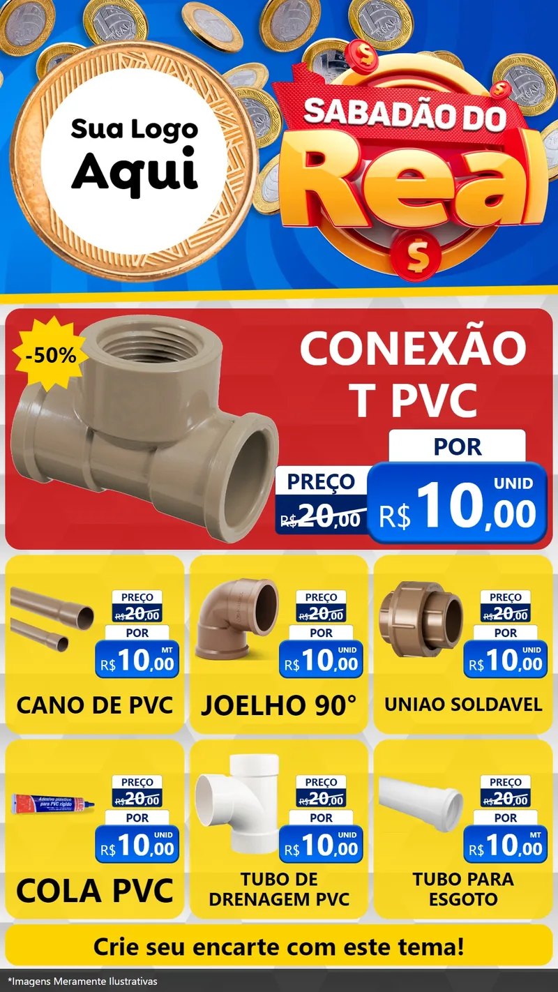 Modelo de Rede Social para Stories com o tema Sabadão do Real para Tubos e conexões