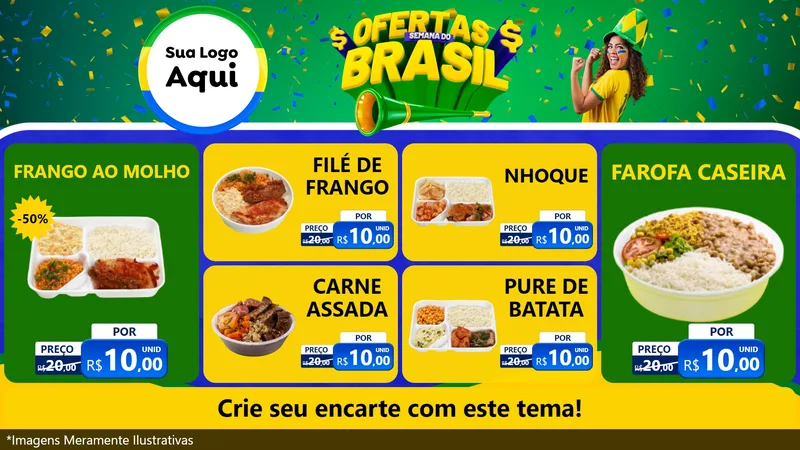 Modelo de TV para TV Horizontal com o tema Ofertas Semana do Brasil para Restaurante