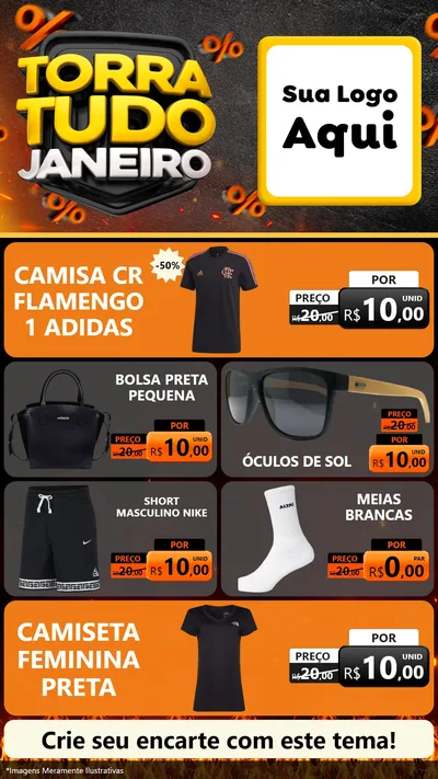 Modelo de TV para TV Vertical com o tema Torra Tudo Janeiro para Roupas e acessórios
