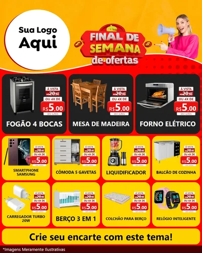Modelo de Rede Social para Feed Instagram com o tema Final de Semana de Ofertas para Móveis e Eletro