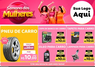 Modelo de Encarte para Encarte A4 Horizontal com o tema Semana das Mulheres para Auto peças