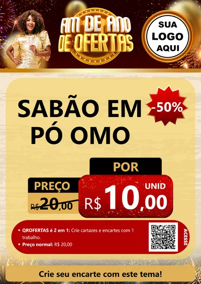 Modelo de Cartaz para Cartaz A4 Vertical com o tema Fim de Ano de Ofertas para Produtos de Limpeza