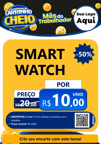 Modelo de Cartaz para Cartaz A4 Vertical com o tema Comece o Mês de Carrinho Cheio para Informática