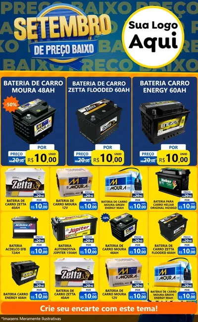 Modelo de Encarte para Encarte Grande com o tema Setembro De Preço Baixo para Baterias Elétricas