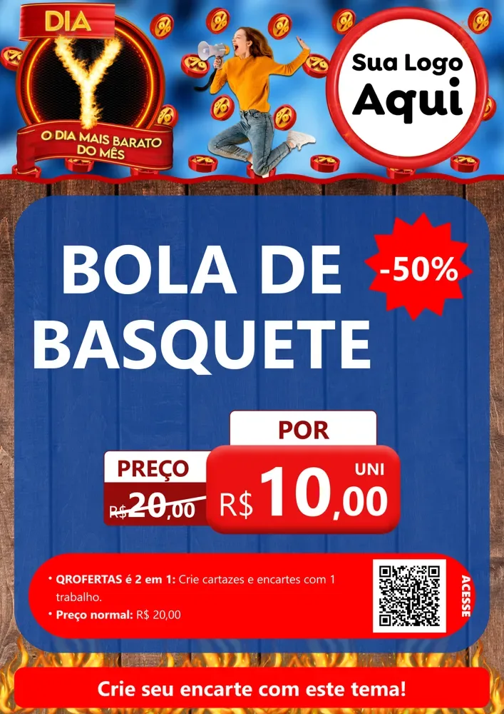 Modelo de Cartaz para Cartaz A4 Vertical com o tema Dia Y - O Dia Mais Barato Do Mês para Artigos Esportivos