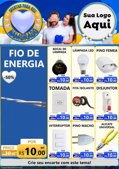 Modelo de Encarte para Encarte A4 Vertical com o tema Ofertas Para Seu Namorado para Materiais Elétricos
