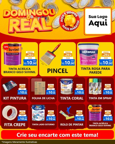 Modelo de Rede Social para Feed Instagram com o tema Domingou do Real para Tintas e Ferramentas