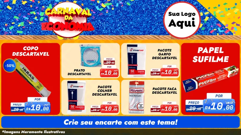 Modelo de TV para TV Horizontal com o tema Carnaval da Economia para Embalagens