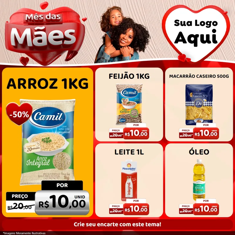 Modelo de Rede Social para Feed Facebook com o tema Mês das Mães para Supermercado