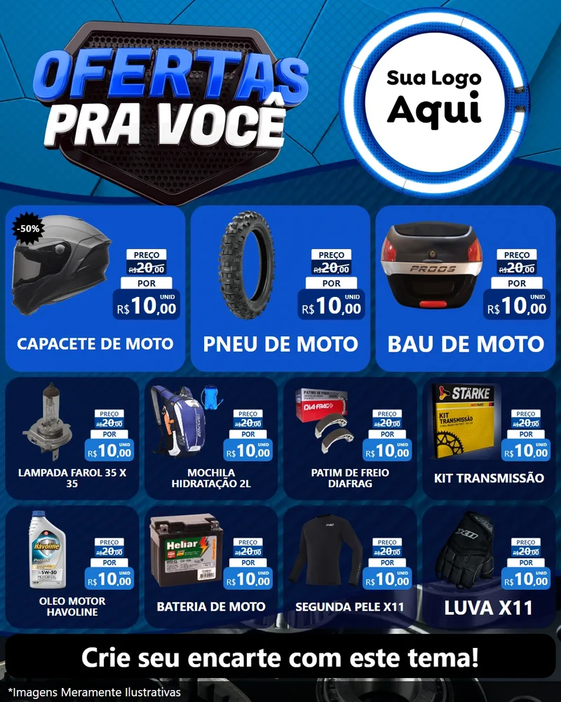 Modelo de Rede Social para Feed Instagram com o tema Ofertas Para Você - Auto e Motopeças para Moto peças