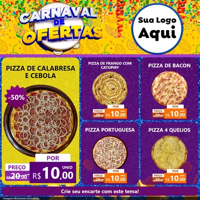 Modelo de Rede Social para Feed Facebook com o tema Carnaval de Ofertas para Pizzaria
