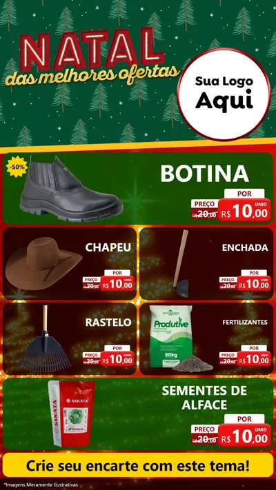 Modelo de TV para TV Vertical com o tema Natal das Melhores Ofertas para Agropecuária