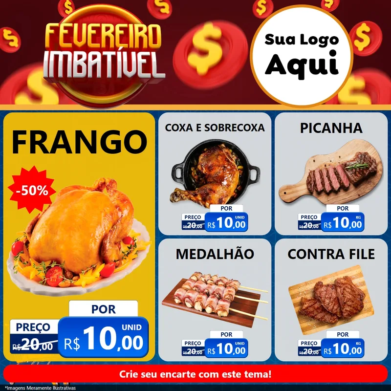 Modelo de Rede Social para Feed Facebook com o tema Fevereiro Imbatível para Assados