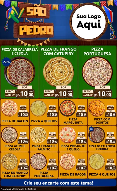Modelo de Encarte para Encarte Grande com o tema São Pedro para Pizzaria