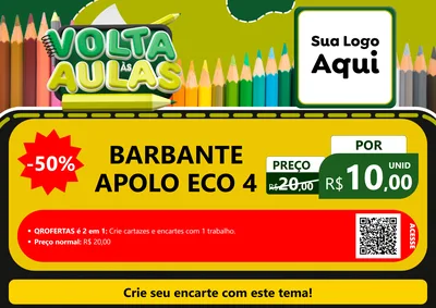 Modelo de Cartaz para Cartaz A4 Horizontal com o tema Volta às Aulas para Armarinho e Aviamentos