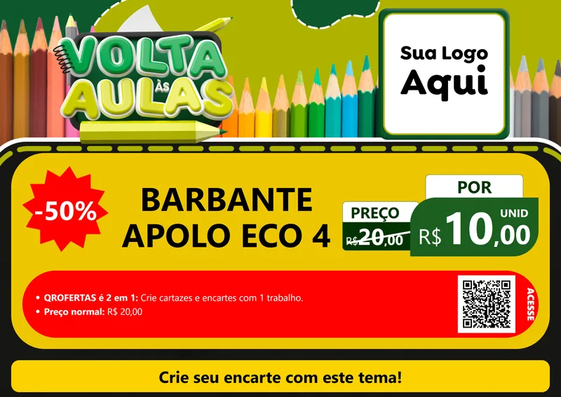 Modelo de Cartaz para Cartaz A4 Horizontal com o tema Volta às Aulas para Armarinho e Aviamentos