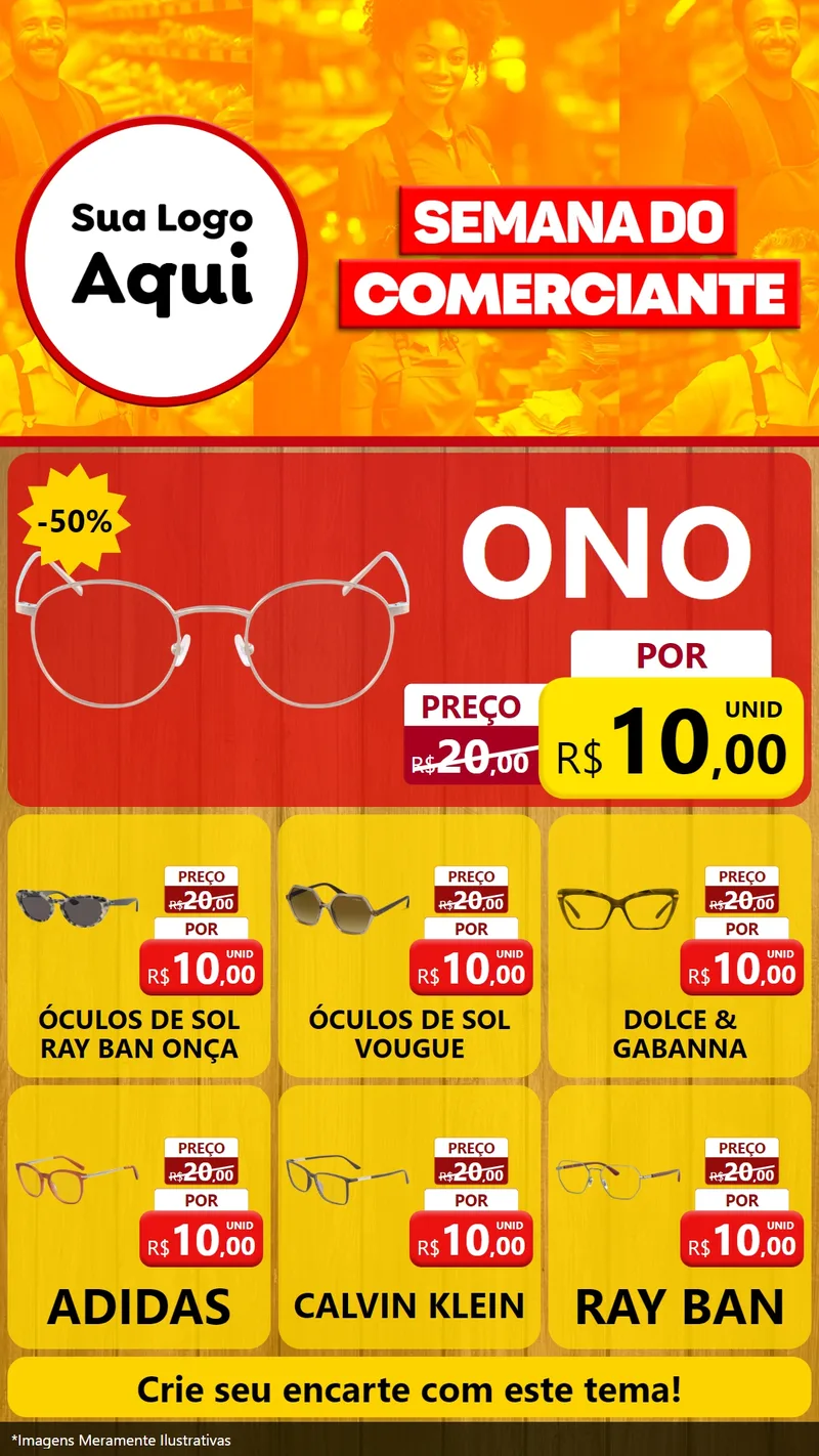 Modelo de Rede Social para Stories com o tema Semana do Comerciante para Óticas