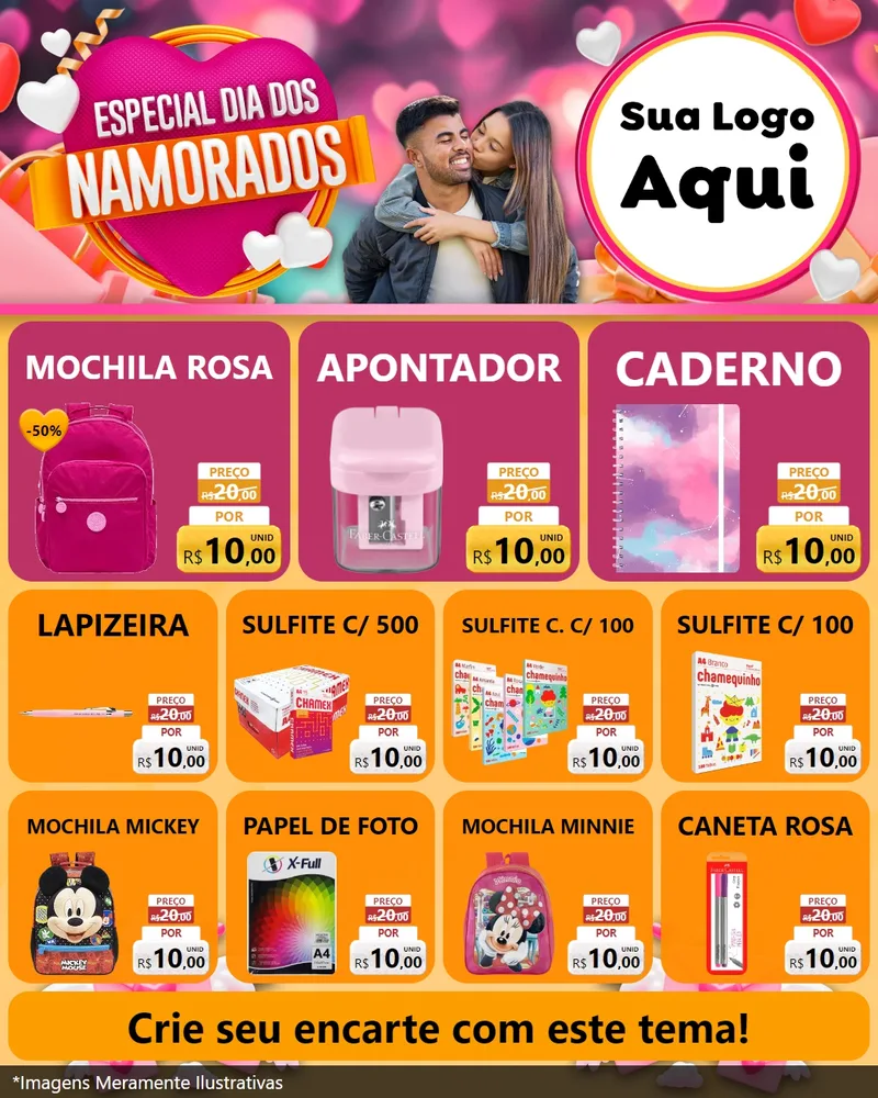 Modelo de Rede Social para Feed Instagram com o tema Especial Dia dos Namorados para Papelaria