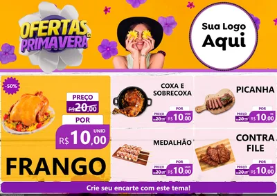 Modelo de Encarte para Encarte A4 Horizontal com o tema Ofertas Da Primavera para Assados