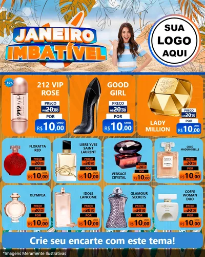 Modelo de Rede Social para Feed Instagram com o tema Janeiro Imbatível para Perfumes