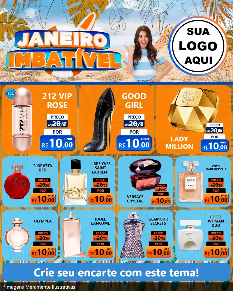 Modelo de Rede Social para Feed Instagram com o tema Janeiro Imbatível para Perfumes