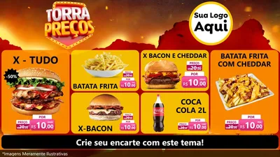 Modelo de TV para TV Horizontal com o tema Torra Preços para Hamburgueria