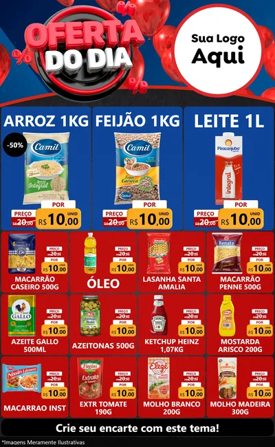 Modelo de Encarte para Encarte Grande com o tema Oferta do Dia para Supermercado